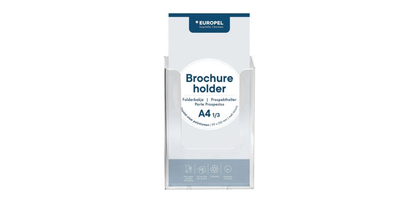 Porte-brochures mural 1 case pour format 1/3 de A4, transparent