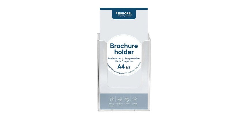 Porte-brochures mural 1 case pour format 1/3 de A4, transparent