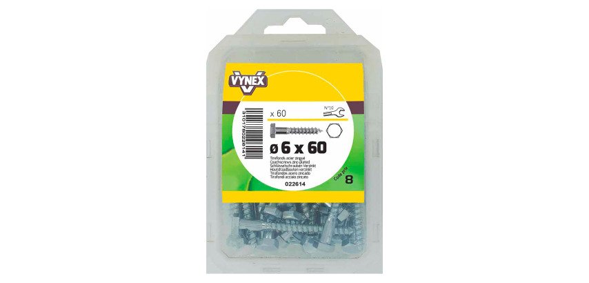 Tirefond acier zingué Ø 6 x L 60 mm - Paquet de 60