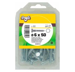 Tirefond acier zingué Ø 6 x L 50 mm - Paquet de 60