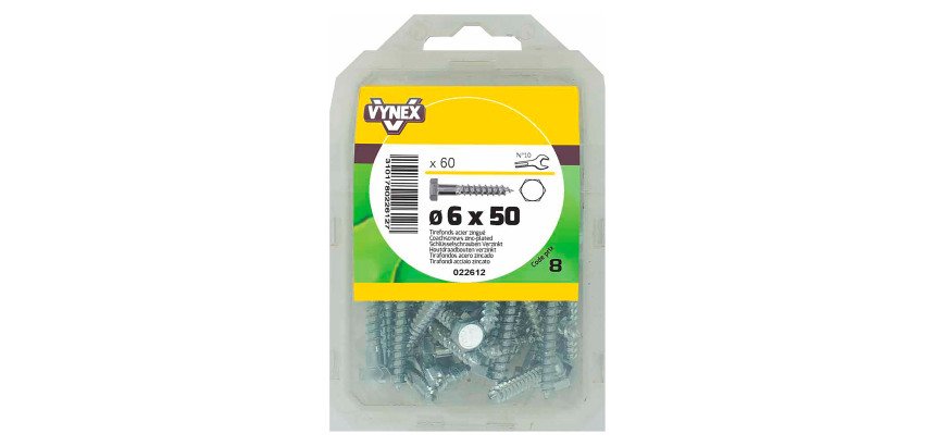 Tirefond acier zingué Ø 6 x L 50 mm - Paquet de 60