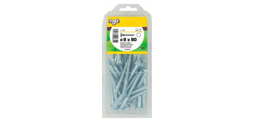 Tirefond acier zingué Ø 8 x L 80 mm - Paquet de 40