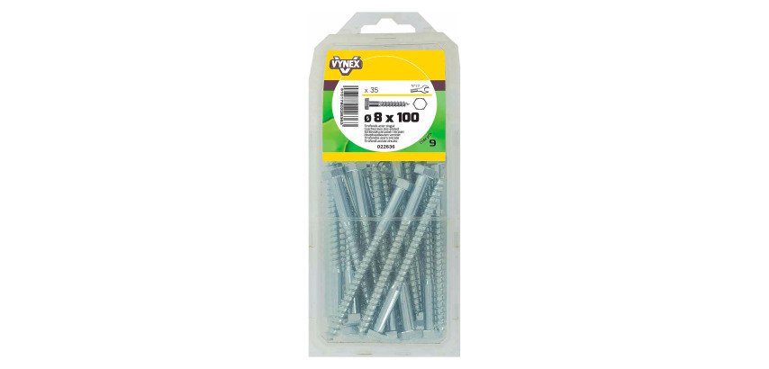 Tirefond acier zingué Ø 8 x L 100 mm - Paquet de 35