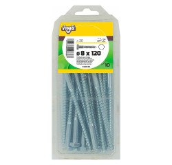 Tirefond acier zingué Ø 8 x L 120 mm - Paquet de 30