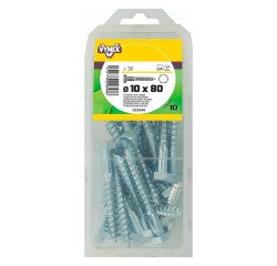 Tirefond acier zingué Ø 10 x L 80 mm - Paquet de 30