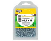 Schroef zelfborende en kruisvormige cilinderkop verzinkt staal Ø 3,9 x L 13 mm - Pak van 250