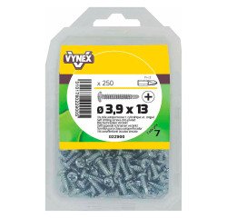 Vis tôle autoperceuse tête cylindrique cruci acier zingué Ø 3,9 x L 13 mm - Paquet de 250