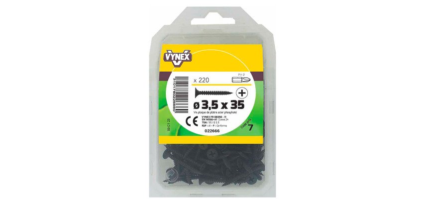 Vis plaque de platre tête trompette acier phosphalté noir Ø 3,5 x L 35 mm - Paquet de 220