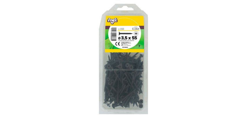 Vis plaque de platre tête trompette acier phosphalté noir Ø 3,5 x L 55 mm - Paquet de 150