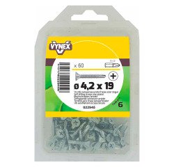 Vis tôle autoperceuse tête fraisée cruci acier zingué Ø 4,2 x L 19 mm - Paquet de 60