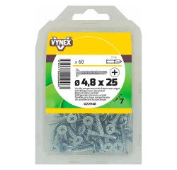 Vis tôle autoperceuse tête fraisée cruci acier zingué Ø 4,8 x L 25 mm - Paquet de 60