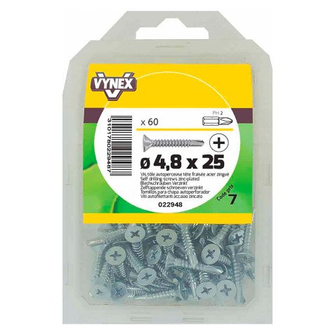 Vis tôle autoperceuse tête fraisée cruci acier zingué