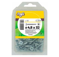 Vis tôle autoperceuse tête fraisée cruci acier zingué Ø 4,8 x L 32 mm - Paquet de 50