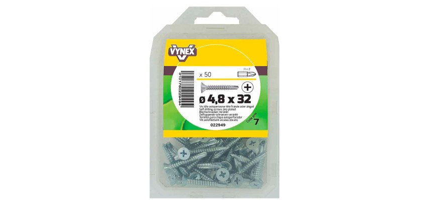 Vis tôle autoperceuse tête fraisée cruci acier zingué Ø 4,8 x L 32 mm - Paquet de 50