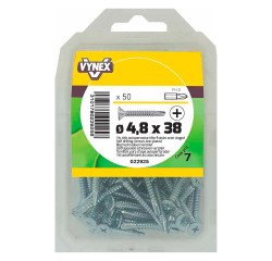 Vis tôle autoperceuse tête fraisée cruci acier zingué Ø 4,8 x L 38 mm - Paquet de 50