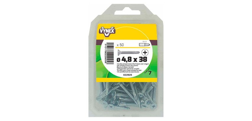 Vis tôle autoperceuse tête fraisée cruci acier zingué Ø 4,8 x L 38 mm - Paquet de 50