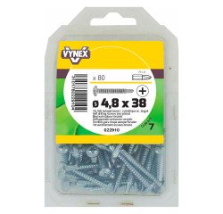 Vis tôle autoperceuse tête cylindrique cruci acier zingué Ø 4,8 x L 38 mm - Paquet de 80