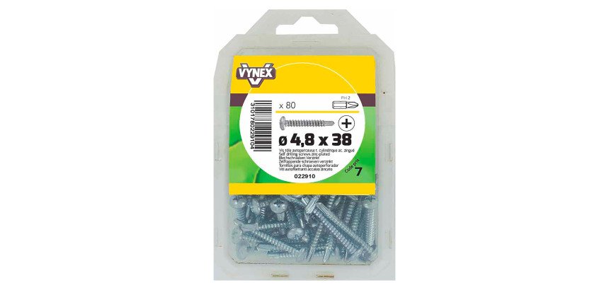 Live self-drilling sheet metal screw, cylindrical head with zinc-plated steel cruciform Ø 4.8 x L 38 mm - Pack of 80