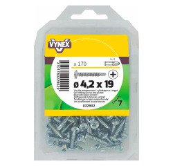 Vis tôle autoperceuse tête cylindrique cruci acier zingué Ø 4,2 x L 19 mm - Paquet de 170