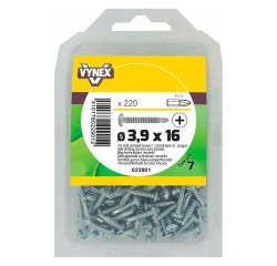 Vis tôle autoperceuse tête cylindrique cruci acier zingué Ø 3,9 x L 16 mm - Paquet de 220