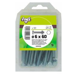 Hexagonal steel bolt zinc-plated Ø 6 x L 60 mm - Pack of 50