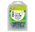 Boulon tête hexagonale acier zingué Ø 6 x L 20 mm - Paquet de 70