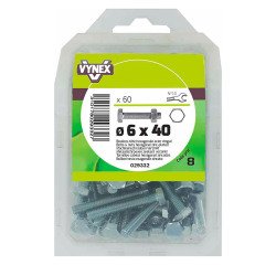Boulon tête hexagonale acier zingué Ø 6 x L 40 mm - Paquet de 60