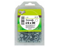 Bout zeskantkop verzinkt staal Ø 6 x L 30 mm - Pakket van 60