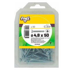 Vis tôle autoperceuse tête fraisée cruci acier zingué Ø 4,8 x L 50 mm - Paquet de 50