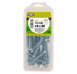 Hexagonal head bolt galvanized steel Ø 8 x L 60 mm - Pack of 40