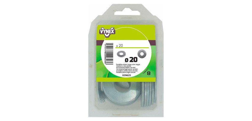 Rondelle plate large acier zingué Ø 20 mm - Paquet de 20