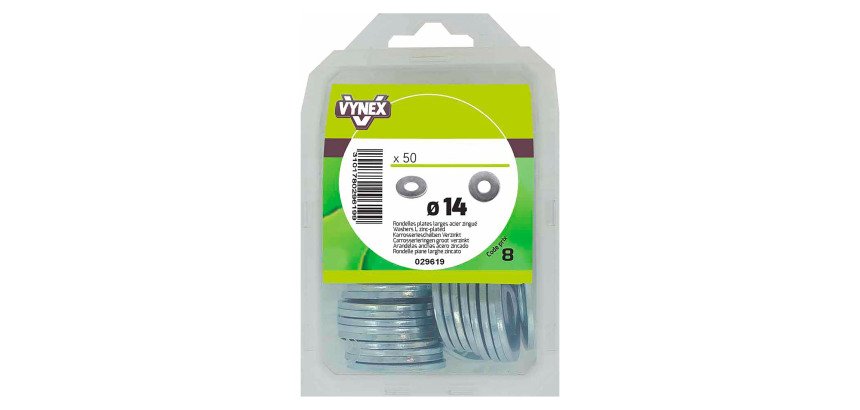 Rondelle plate large acier zingué Ø 14 mm - Paquet de 50