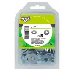 Rondelle plate large acier zingué Ø 8 mm - Paquet de 100