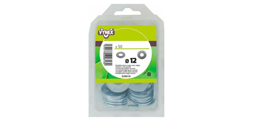 Rondelle plate large acier zingué Ø 12 mm - Paquet de 50
