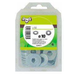 Rondelle plate large acier zingué Ø 10 mm - Paquet de 50