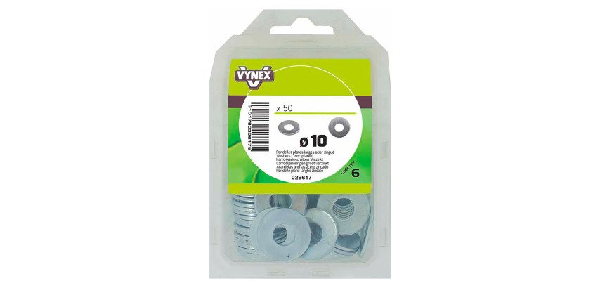Rondelle plate large acier zingué Ø 10 mm - Paquet de 50