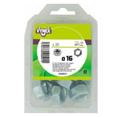 Écrou hexagonal acier zingué Ø 16 mm - Paquet de 30