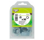 Écrou hexagonal acier zingué Ø 20 mm - Paquet de 15