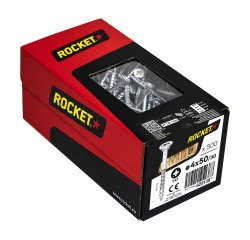 Vis Rocket tête fraisée pozi acier zingué, filetage partiel Ø 4 x L 50/30 mm - Boîte de 500