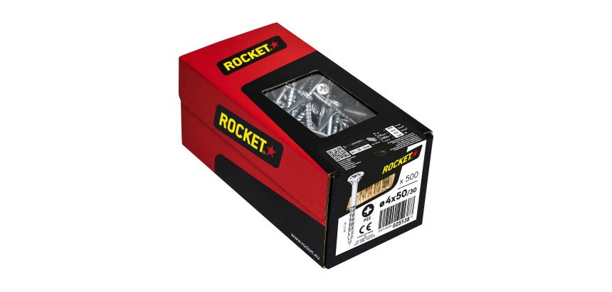 Vis Rocket tête fraisée pozi acier zingué, filetage partiel Ø 4 x L 50/30 mm - Boîte de 500