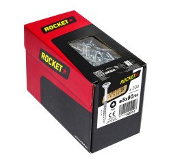 Vis Rocket tête fraisée pozi acier zingué, filetage partiel Ø 5 x L 80/50 mm - Boîte de 200