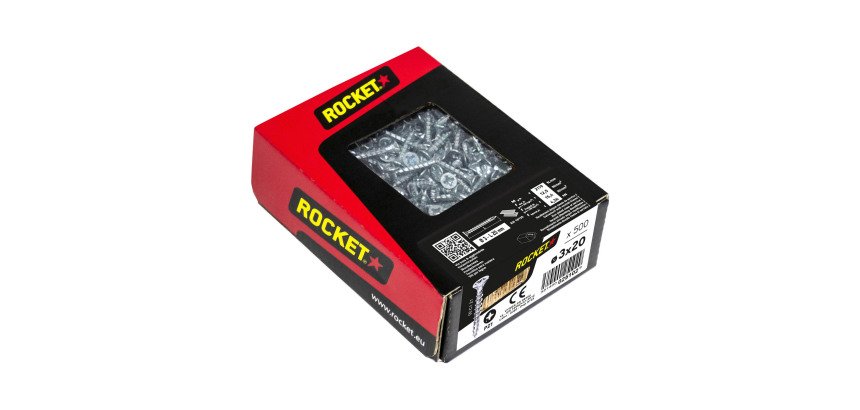 Vis Rocket tête fraisée pozi acier zingué, filetage complet Ø 3 x L 20 mm - Boîte de 500