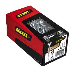 Vis Rocket tête fraisée pozi acier zingué, filetage complet Ø 4 x L 35 mm - Boîte de 500