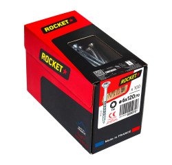 Vis Rocket tête fraisée étoile acier zingué, filetage partiel Ø 6 x L 120/70 mm - Boîte de 100
