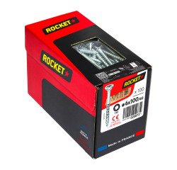Vis Rocket tête fraisée étoile acier zingué, filetage partiel Ø 6 x L 100/60 mm - Boîte de 150