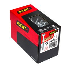 Vis Rocket tête fraisée étoile acier zingué, filetage partiel Ø 6 x L 80/50 mm - Boîte de 150