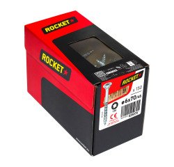 Vis Rocket tête fraisée étoile acier zingué, filetage partiel Ø 6 x L 70/45 mm - Boîte de 150