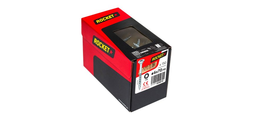 Vis Rocket tête fraisée étoile acier zingué, filetage partiel Ø 6 x L 70/45 mm - Boîte de 150