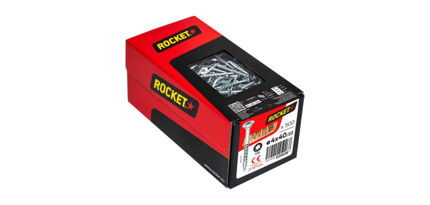 Vis Rocket tête fraisée étoile acier zingué, filetage partiel Ø 4 x L 40/22 mm - Boîte de 500