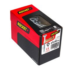 Vis Rocket tête fraisée étoile acier zingué, filetage partiel Ø 5 x L 80/50 mm - Boîte de 200